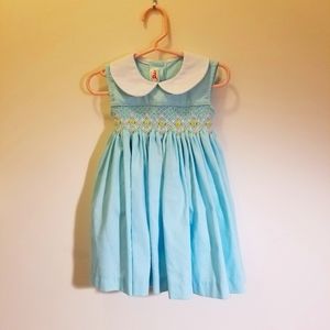 Vintage Pin Tuck Collared Pleated Blue Dress